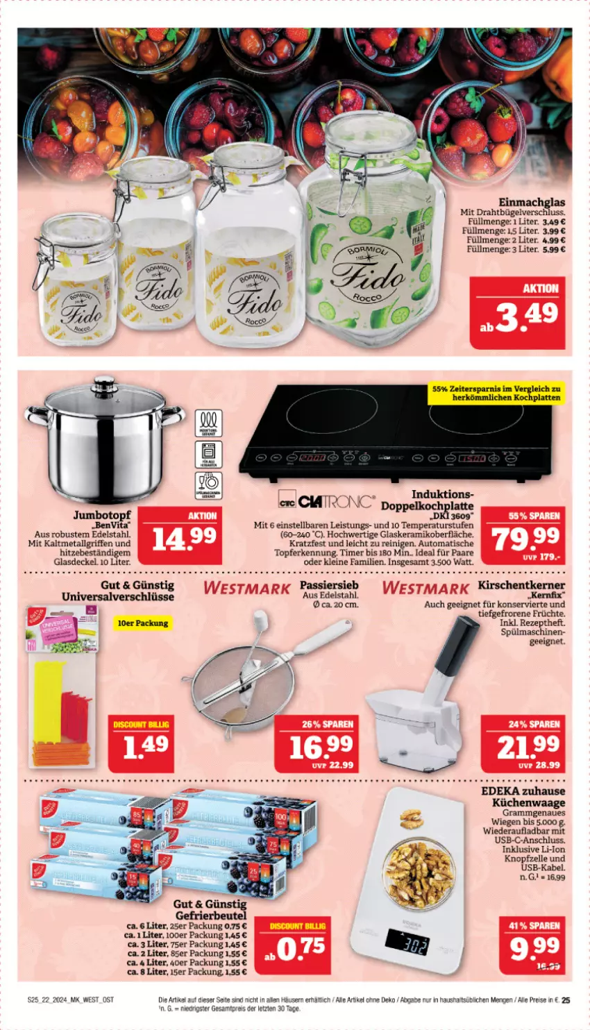 Aktueller Prospekt Marktkauf - Prospekt - von 26.05 bis 01.06.2024 - strona 25 - produkty: auto, beutel, bügel, decke, Deckel, deka, Draht, edelstahl, einmachglas, eis, elle, früchte, gefrierbeutel, Glasdeckel, glaskeramik, HP, jumbo, kirsch, kirsche, kirschen, Kochplatten, küche, Küchen, Küchenwaage, latte, leine, LG, mac, reis, rezept, spülmaschinen, Ti, timer, tisch, topf, usb, vita, Waage, ZTE