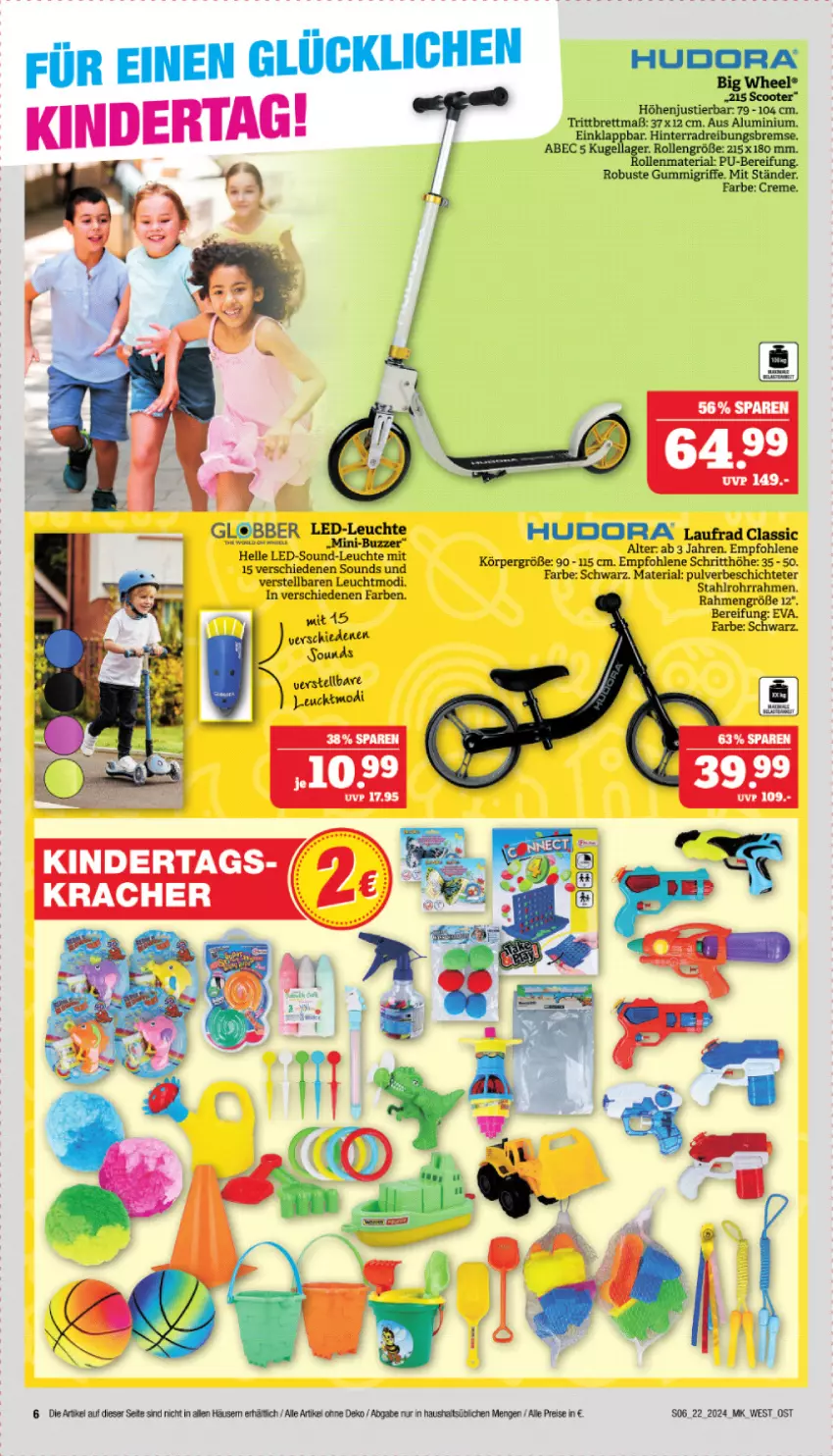 Aktueller Prospekt Marktkauf - Prospekt - von 26.05 bis 01.06.2024 - strona 6 - produkty: creme, elle, hudora, Kinder, kracher, Kugel, Laufrad, LED-Leuchte, Leuchte, Ria, scooter, Stier, Ti