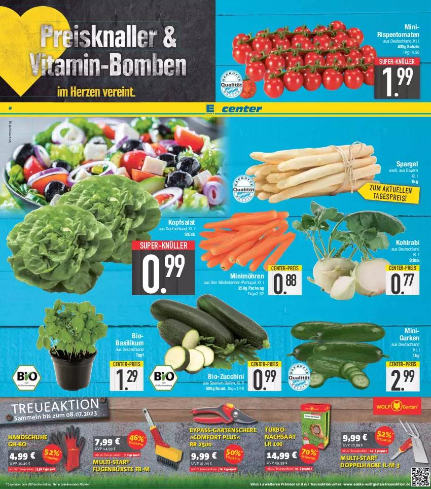 Aktueller Prospekt E Center - Angebote der Woche - von 08.05 bis 13.05.2023 - strona 6 - produkty: basilikum, bio, bio-zucchini, Bona, bürste, deka, eis, elle, ente, Fugenbürste, Garten, Gartenschere, gurke, gurken, handschuhe, kohlrabi, kopfsalat, möhren, reis, rispentomaten, salat, Schal, Schale, Schere, schuhe, spargel, super-knüller, teller, Ti, tomate, tomaten, topf, wolfgarten, zucchini