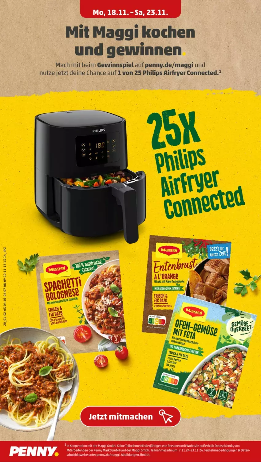 Aktueller Prospekt Penny - Prospekte - von 18.11 bis 23.11.2024 - strona 20 - produkty: Airfryer, gewinnspiel, mac, maggi, Philips