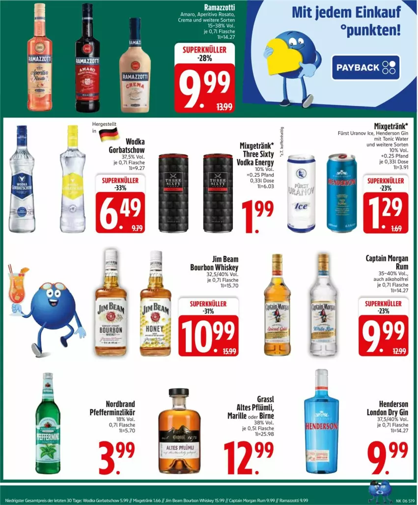 Aktueller Prospekt Edeka - Prospekte - von 03.02 bis 08.02.2025 - strona 21 - produkty: alkohol, bourbon, bourbon whiskey, Cap, captain morgan, enders, flasche, gelee, getränk, gin, jim beam, Mixgetränk, nordbrand, pfeffer, rama, ramazzott, ramazzotti, Three Sixty, Ti, tonic, tonic water, vodka, whiskey, zott