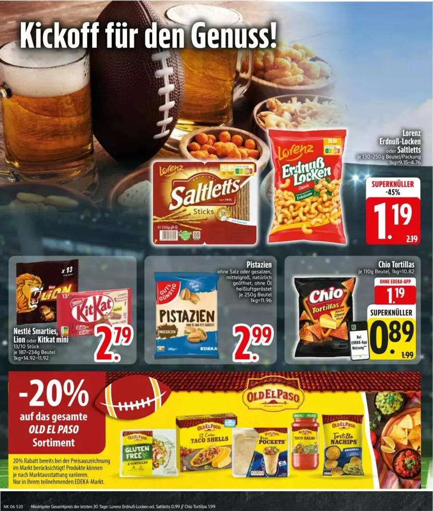 Aktueller Prospekt Edeka - Prospekte - von 03.02 bis 08.02.2025 - strona 22 - produkty: beutel, eis, lorenz, reis, saltletts, Ti, tortilla, tortillas, Zelt, ZTE