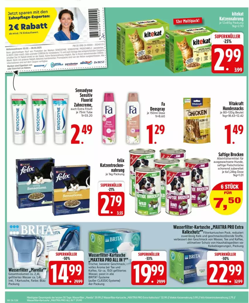 Aktueller Prospekt Edeka - Prospekte - von 03.02 bis 08.02.2025 - strona 26 - produkty: alleinfuttermittel, brita, Brock, creme, eis, felix, fleisch, Haushaltsgeräte, kaffee, mac, Maxtra, rel, saft, sensodyne, tee, Ti, wasser, wasserfilter, zahncreme