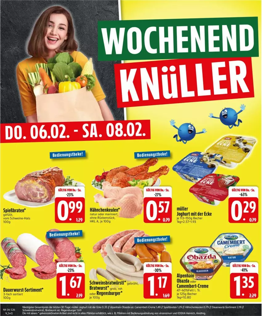 Aktueller Prospekt Edeka - Prospekte - von 03.02 bis 08.02.2025 - strona 28 - produkty: auer, Becher, braten, bratwurst, camembert, creme, joghur, joghurt, joghurt mit der ecke, Müller, natur, schwein, schweine, Ti, wein, weine, wurst