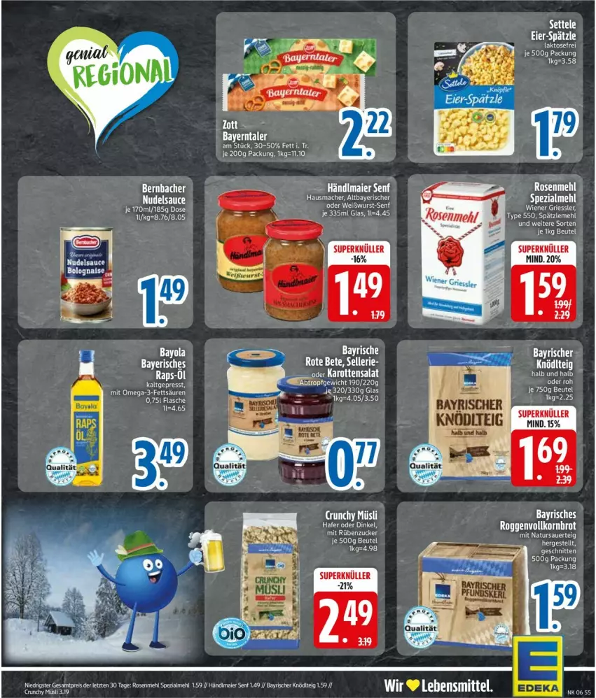 Aktueller Prospekt Edeka - Prospekte - von 03.02 bis 08.02.2025 - strona 7 - produkty: eier, flasche, hafer, Hausmacher, karotten, mac, mehl, omega, Omega-3, rosen, Rosenmehl, salat, senf, settele, Weißwurst, wurst, Yo, zucker