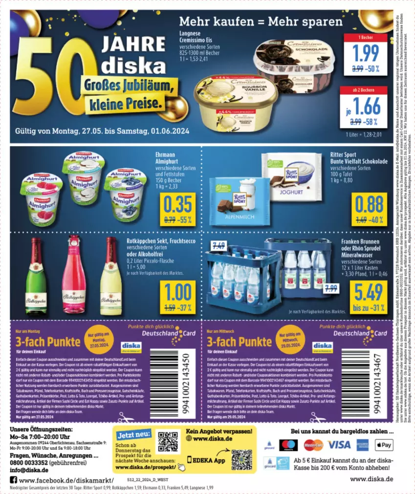 Aktueller Prospekt Diska - von 27.05 bis 01.06.2024 - strona 14 - produkty: alkohol, Alwa, angebot, angebote, Astra, brunnen, coupon, deka, ehrmann, eis, ente, erde, flasche, franken brunnen, gutschein, langnese, mineralwasser, reis, ring, ritter, ritter sport, Roller, rotkäppchen, sac, schoko, schokolade, sekt, Sport, Tchibo, tee, Ti, Tipi, uhr, usb, wasser, ZTE