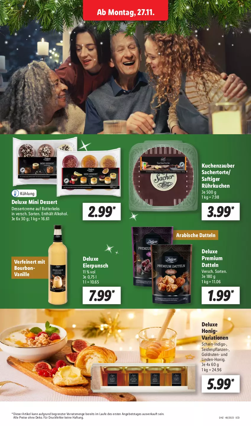 Aktueller Prospekt Lidl - Aktionsprospekt - von 27.11 bis 02.12.2023 - strona 19 - produkty: abis, alkohol, angebot, bourbon, bourbonvanille, butter, butterkeks, creme, Datteln, dessert, eier, eis, honig, keks, kuchen, reis, Ria, sac, saft, Ti, torte, vanille, ZTE