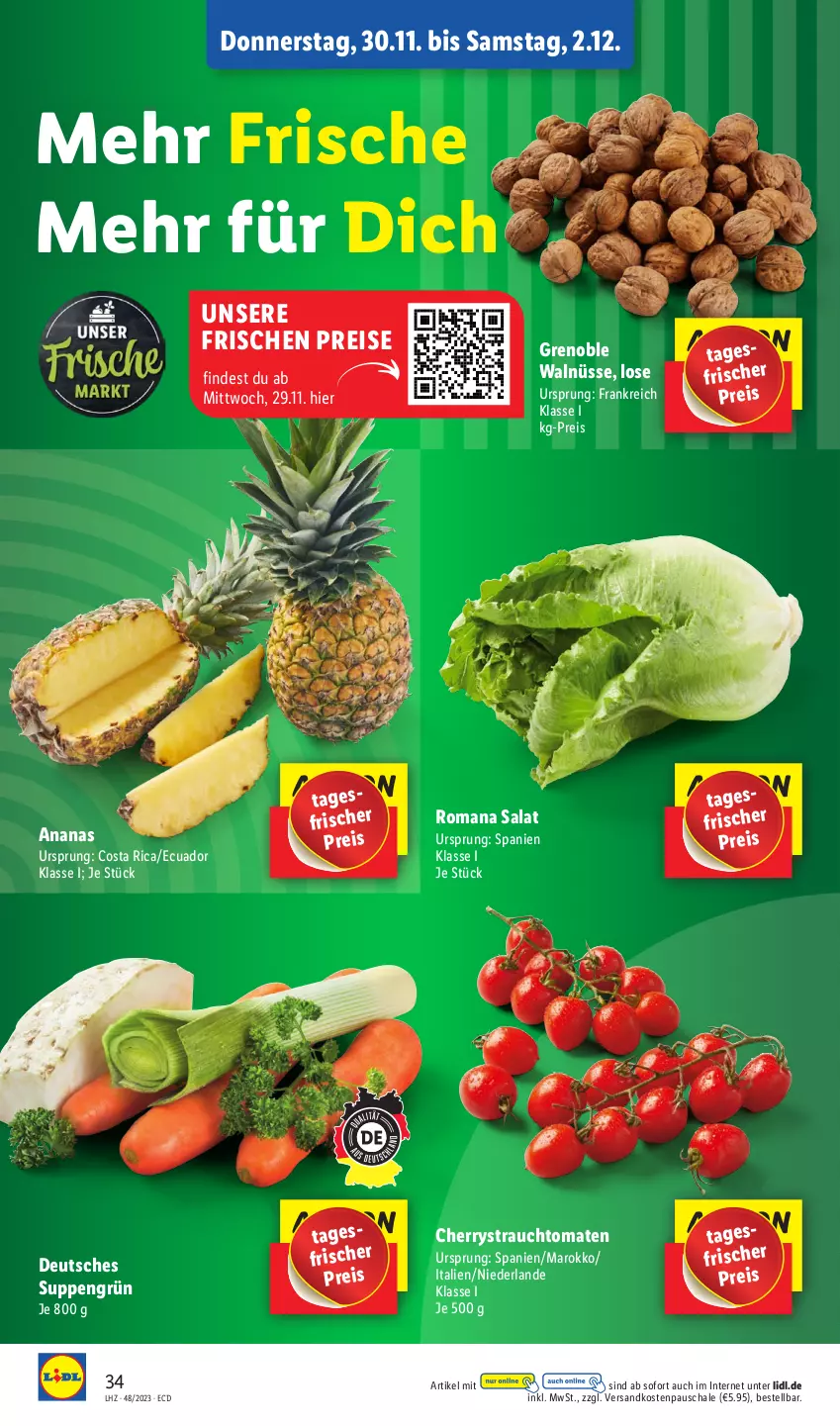 Aktueller Prospekt Lidl - Aktionsprospekt - von 27.11 bis 02.12.2023 - strona 50 - produkty: ananas, eis, ndk, Rauch, reis, salat, sana, Schal, Schale, strauchtomaten, suppe, suppen, Ti, tomate, tomaten