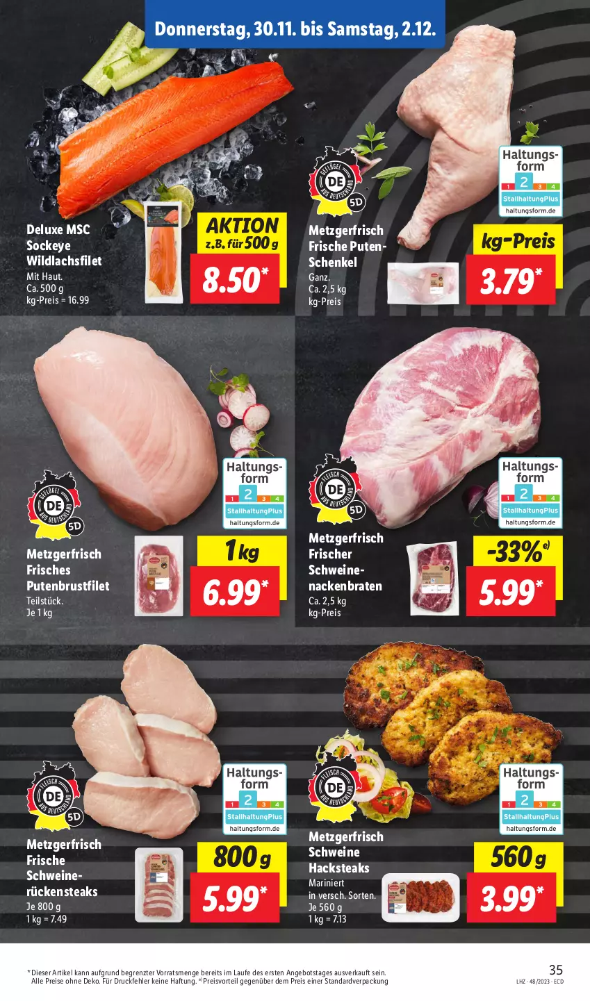 Aktueller Prospekt Lidl - Aktionsprospekt - von 27.11 bis 02.12.2023 - strona 51 - produkty: angebot, braten, brustfilet, eis, filet, henkel, lachs, lachsfilet, preisvorteil, pute, putenbrust, putenbrustfilet, reis, Rückensteak, rückensteaks, schenkel, schwein, schweine, schweinenacken, schweinerücken, steak, steaks, Ti, wein, weine, Wild, wildlachs, ZTE