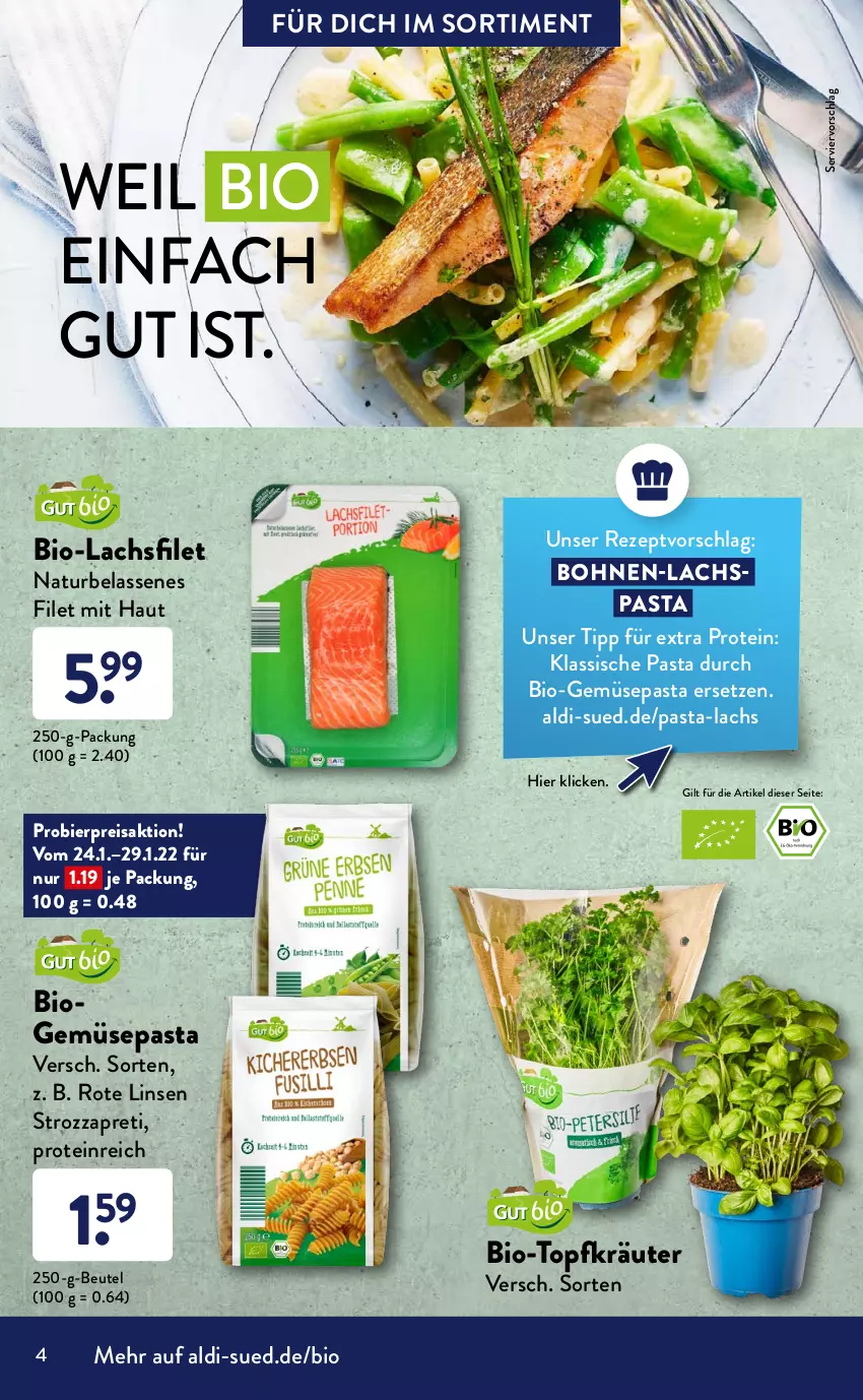 Aktueller Prospekt AldiSud - ALDI Sortiment - von 01.01 bis 31.01.2022 - strona 4 - produkty: aldi, alle artikel ohne dekoration, beutel, bier, bio, Bio-Gemüse, bohne, bohnen, braten, cranberry, cuvée, dekoration, discount, eis, elle, erde, filet, flasche, gin, kokos, kokosöl, kräuter, lachs, lachsfilet, lebensmittel, linsen, monitor, natur, nuss, omega, pasta, reis, rezept, Rote Linsen, rotwein, rwe, salat, Ti, topf, Topfkräuter, und gemüse, wein, Weißwein, ZTE