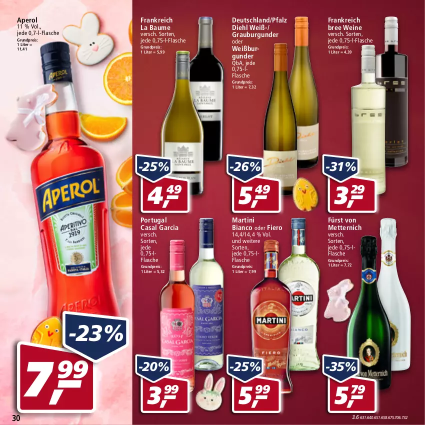 Aktueller Prospekt Real - von 11.04 bis 16.04.2022 - strona 30 - produkty: aperol, Bau, bree, burgunder, casal garcia, eis, flasche, fürst von metternich, grauburgunder, martini, Mett, metternich, reis, Ti, wein, weine, Weißburgunder