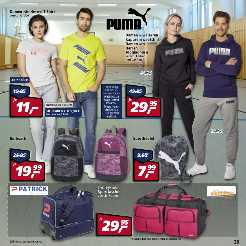 Aktueller Prospekt Real - von 11.04 bis 16.04.2022 - strona 39 - produkty: beutel, eis, elle, gin, hose, Jogginghose, Kapuzensweatshirt, kleid, Kleidung, reis, rucksack, sac, shirt, Sport, sporttasche, Sweatshirt, T-Shirt, Tasche, teller, trolley