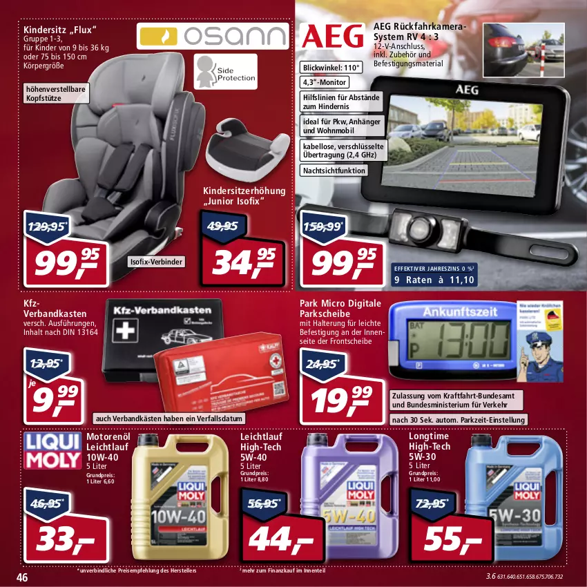 Aktueller Prospekt Real - von 11.04 bis 16.04.2022 - strona 46 - produkty: aeg, Anhänger, auto, eis, elle, ente, kamera, Kameras, Kinder, Kindersitz, kopfstütze, kraft, monitor, motorenöl, ndk, reis, Ria, Sitzerhöhung, teller, Ti, Verbandkasten