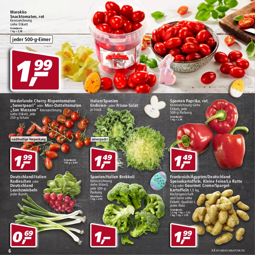 Aktueller Prospekt Real - von 11.04 bis 16.04.2022 - strona 6 - produkty: brokkoli, creme, datteltomaten, eimer, eis, kartoffel, kartoffeln, Lauchzwiebel, lauchzwiebeln, leine, paprika, radieschen, reis, rispentomaten, salat, Schal, Schale, snack, spargel, speisekartoffeln, Ti, tomate, tomaten, zwiebel, zwiebeln