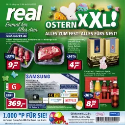 Gazetka promocyjna Real - Gazetka - ważna od 16.04 do 16.04.2022 - strona 1 - produkty: bohne, bohnen, braten, coca-cola, coffein, cola, coupon, dallmayr, dallmayr prodomo, dvb, DVB-T, eis, elle, ente, fanta, fanta oder, fanta oder sprite, gulasch, HDMI, Kugel, natur, oder rindergulasch, oder sprite, payback, prodomo, Receiver, reis, rind, rinder, rinderbraten, rindergulasch, Rinderroulade, rinderrouladen, rouladen, rum, Samsung, Samsung TV, Schal, Schale, Spektrum, sprite, teller, Ti, usb