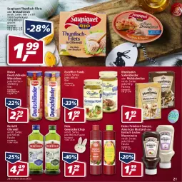 Gazetka promocyjna Real - Gazetka - ważna od 16.04 do 16.04.2022 - strona 21 - produkty: aufstrich, bertolli, brot, brotaufstrich, eis, feinkost, filet, filets, fisch, flasche, gewürz, gewürzketchup, heinz, Hela, ketchup, LG, mayonnaise, mehl, meica, mondamin, olive, oliven, olivenöl, reis, sauce, saucen, saupiquet, Soße, thunfisch, würstchen, Yo