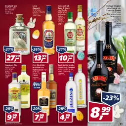 Gazetka promocyjna Real - Gazetka - ważna od 16.04 do 16.04.2022 - strona 31 - produkty: aqua, aquavit, baileys, beere, Boris Jelzin, creme, Currant, eier, eierlikör, eis, erdbeere, erde, espresso, flasche, gin, gordon, Havana Club, irish cream, jelzin, likör, mandel, oder espresso, reis, rum, vodka