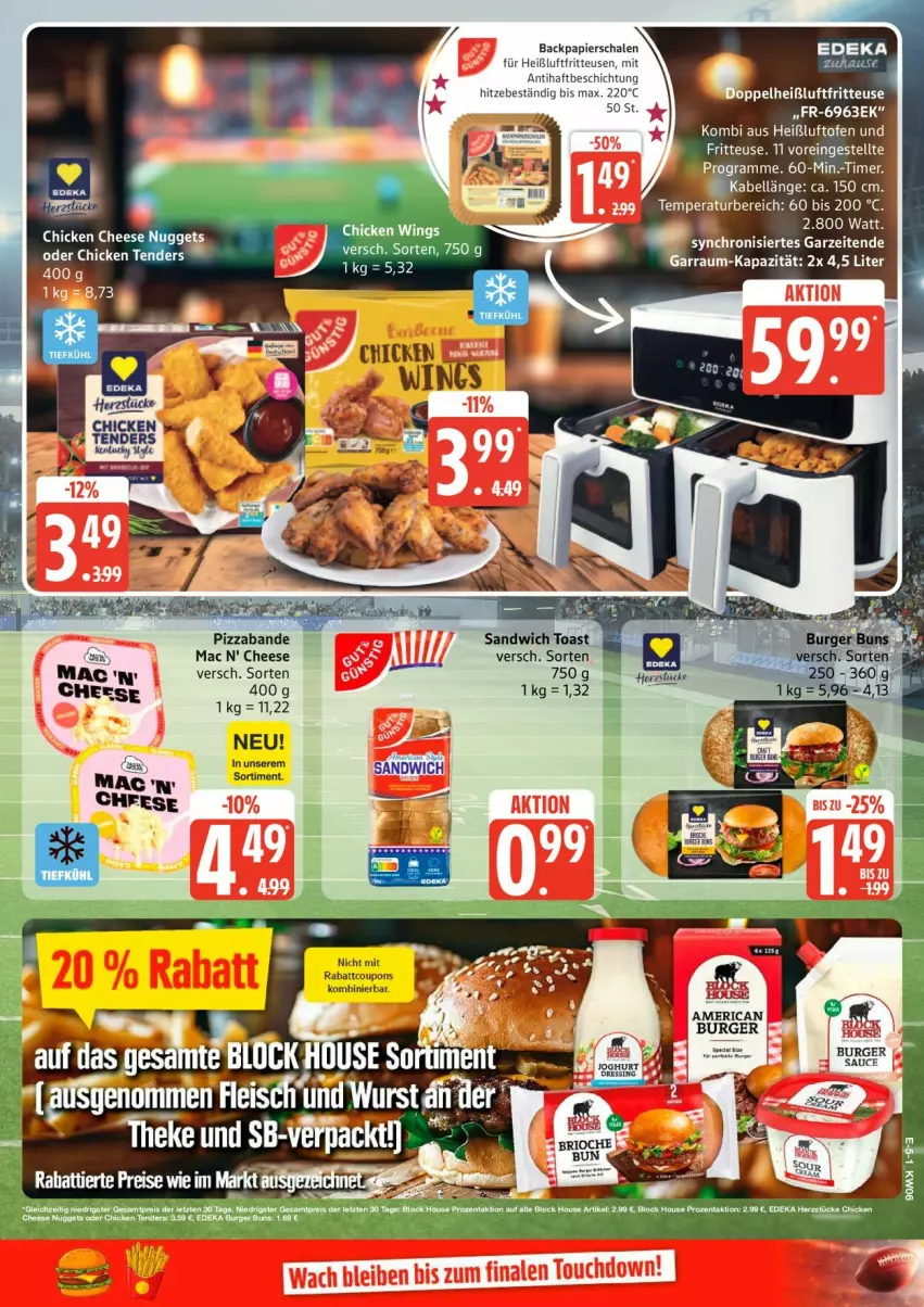 Aktueller Prospekt Edeka - Prospekte - von 02.02 bis 07.02.2026 - strona 5 - produkty: burger, burger buns, deka, eis, enders, fleisch, fritteuse, garraum, mac, nuggets, pizza, reis, sandwich, tender, Ti, timer, toast, wurst