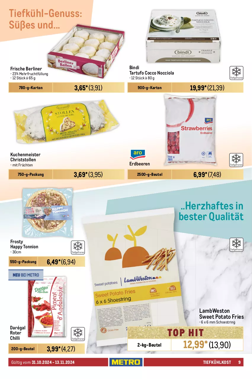 Aktueller Prospekt Metro - Food-NonFood - von 31.10 bis 13.11.2024 - strona 9 - produkty: angebot, angebote, beere, beeren, berliner, beutel, clementinen, coupon, decke, eis, elle, erdbeere, erdbeeren, frucht, früchte, früchten, gurke, gurken, korb, kräuter, Kräuterseitlinge, kuchen, kuchenmeister, Meister, Metro, nuss, obst, reis, ring, saft, salat, salatherzen, Stollen, String, Tartufo, Ti, tiefkühlkost, und gemüse