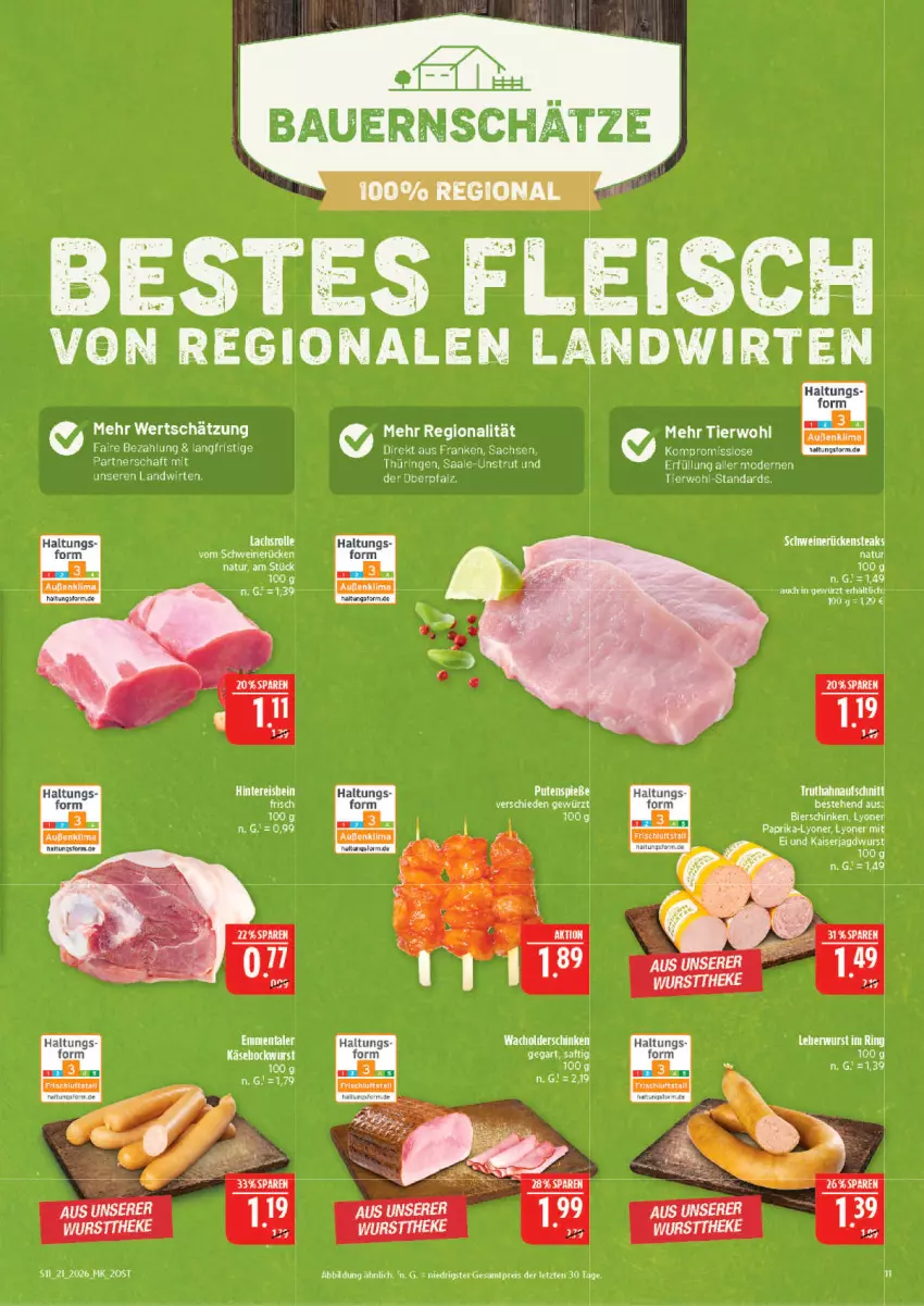Aktueller Prospekt Marktkauf - Prospekt - von 17.05 bis 23.05.2026 - strona 11 - produkty: auer, Bau, Bauer, bier, bierschinken, bio, eis, gewürz, jagdwurst, Käse, leberwurst, lion, lyoner, Mode, natur, reis, ring, sac, schinken, schwein, schweine, schweinerücken, Ti, wein, weine, wurst, Yo, ZTE