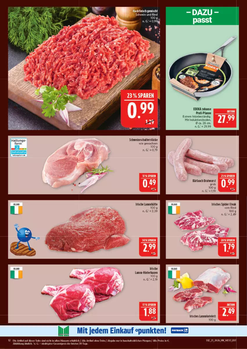 Aktueller Prospekt Marktkauf - Prospekt - von 17.05 bis 23.05.2026 - strona 12 - produkty: axe, bratwurst, deka, eis, fleisch, hackfleisch, hackfleisch gemischt, Haxe, kotelett, lamm, lammkotelett, pfanne, reis, rind, schwein, schweine, steak, Ti, wein, weine, wurst, ZTE