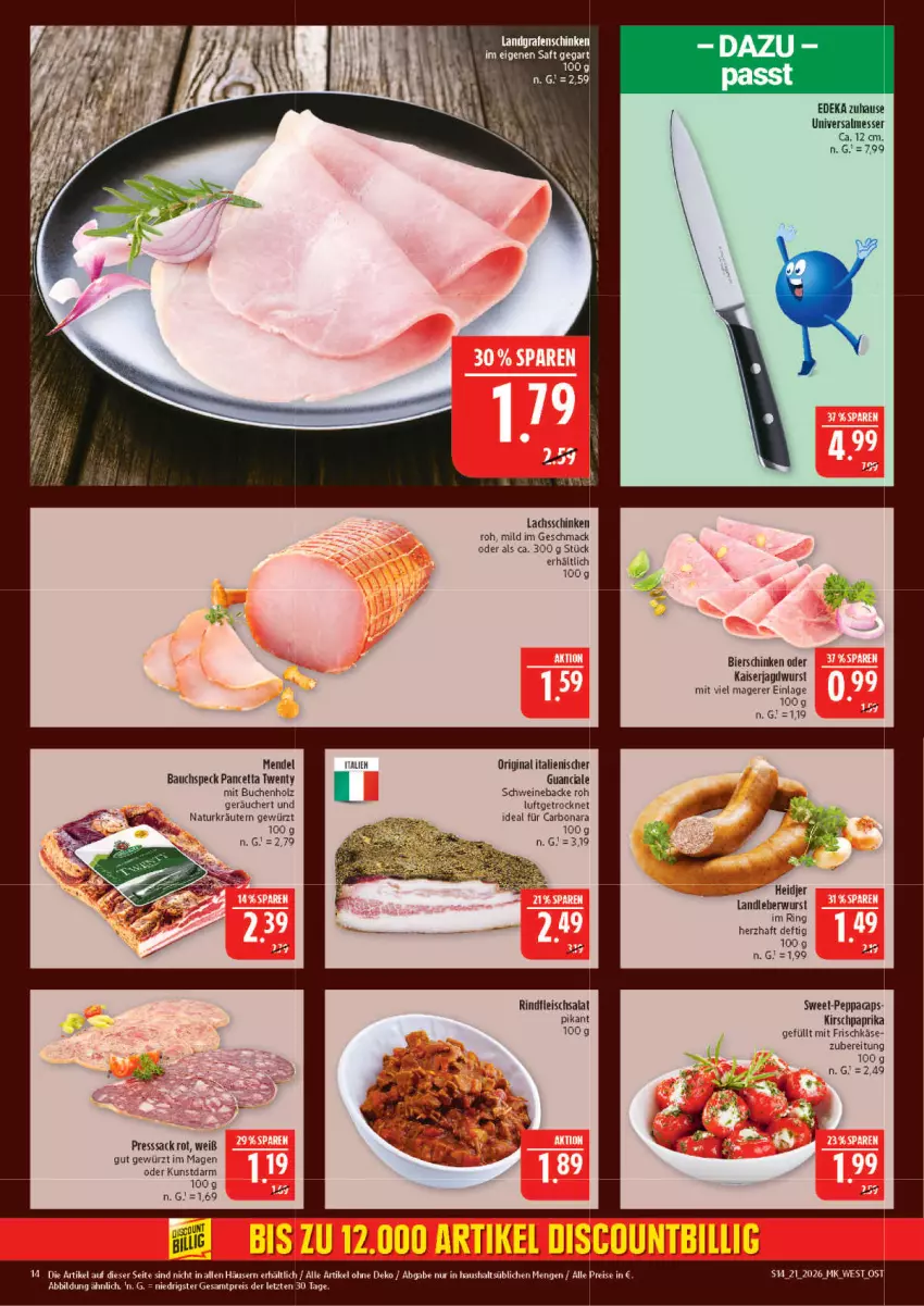 Aktueller Prospekt Marktkauf - Prospekt - von 17.05 bis 23.05.2026 - strona 14 - produkty: Bau, bier, bierschinken, Bona, buch, deka, eis, fleisch, fleischsalat, frischkäse, gewürz, gin, Holz, HP, jagdwurst, Kaiser, Käse, kirsch, kräuter, kräutern, lachs, lachsschinken, landleberwurst, leberwurst, mac, messer, natur, paprika, presssack, reis, rind, rindfleisch, ring, sac, salat, schinken, schwein, schweine, Speck, Ti, wein, weine, wurst, ZTE