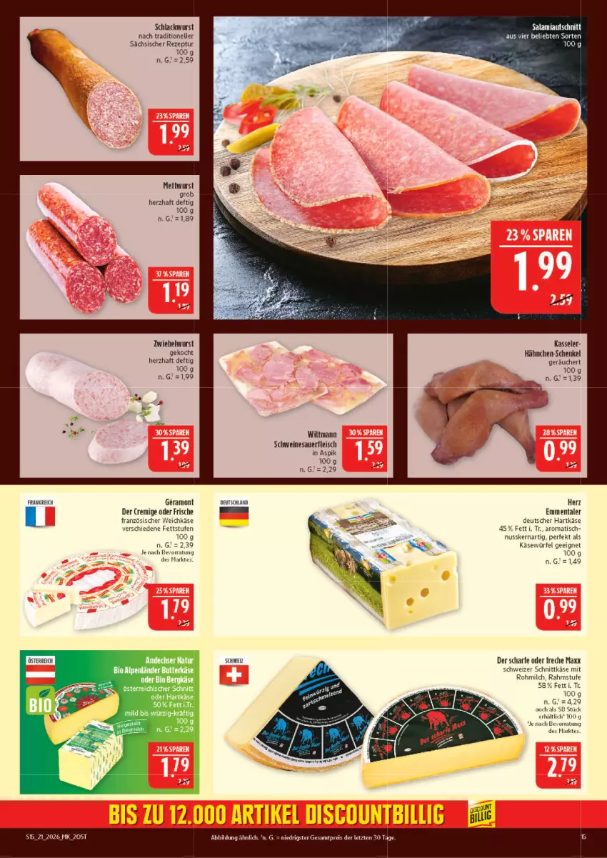 Aktueller Prospekt Marktkauf - Prospekt - von 17.05 bis 23.05.2026 - strona 15 - produkty: auer, bio, butter, butterkäse, eis, elle, emmentaler, fleisch, französischer weichkäse, hähnchen-schenkel, hartkäse, henkel, Käse, kasseler, lack, milch, nuss, reis, rel, rezept, schenkel, schnittkäse, schwein, schweine, schweizer schnittkäse, Ti, tisch, weichkäse, wein, weine, würfel, wurst, ZTE, zwiebel