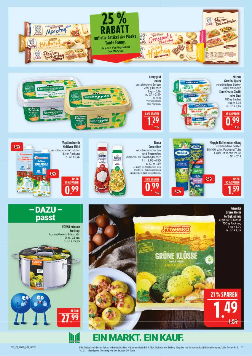 Aktueller Prospekt Marktkauf - Prospekt - von 17.05 bis 23.05.2026 - strona 17 - produkty: aioli, Becher, butter, creme, deka, edelstahl, eis, flasche, gewürz, haltbare milch, kerrygold, Kochtopf, meggle, milch, milram, quark, rama, reis, rel, sour cream, Ti, topf, zaziki, ZTE