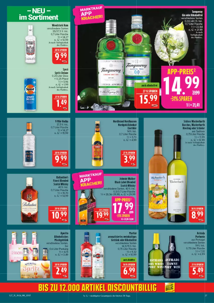 Aktueller Prospekt Marktkauf - Prospekt - von 17.05 bis 23.05.2026 - strona 27 - produkty: alkohol, eis, flasche, gin, reis, rum, Spezi, Tanqueray, Ti, ZTE