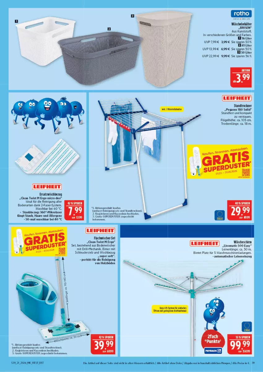Aktueller Prospekt Marktkauf - Prospekt - von 17.05 bis 23.05.2026 - strona 39 - produkty: asus, auto, beko, bodenwischer, eimer, eis, Holz, leine, mikrofaser, Reinigung, reis, Ti, tisch, Trockner, waschmaschine, waschmaschinen