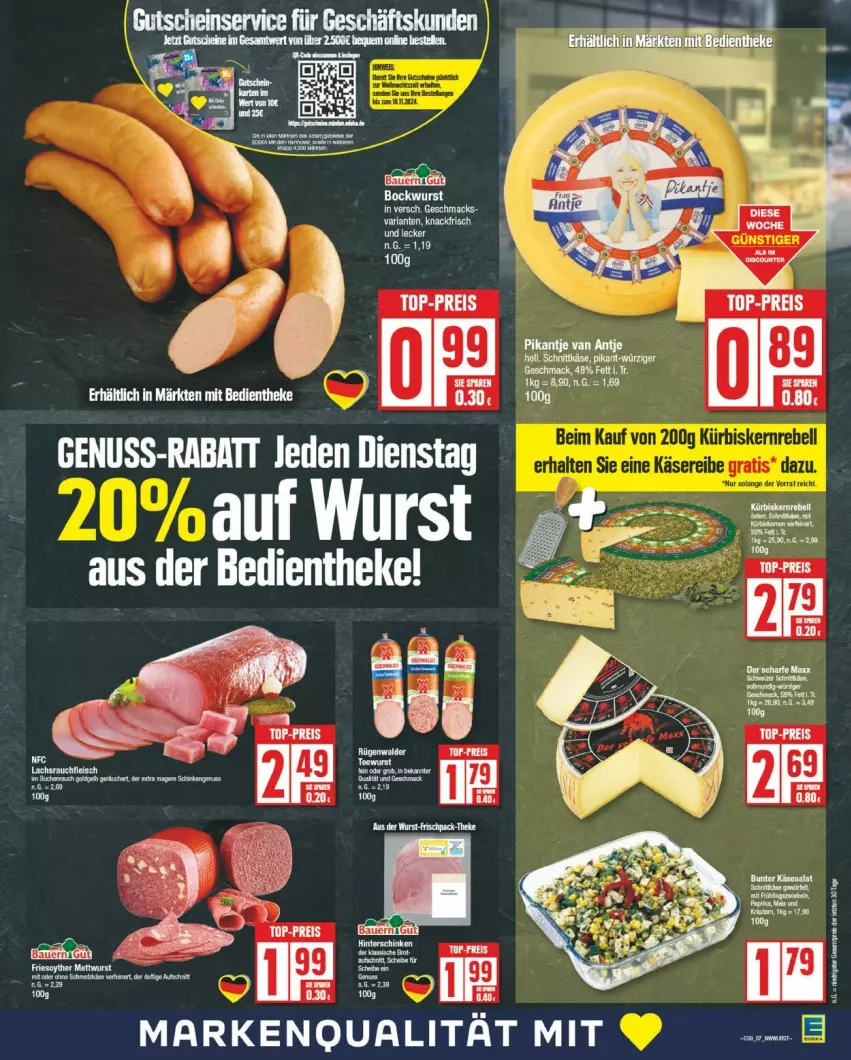 Aktueller Prospekt Edeka - Prospekte - von 23.09 bis 28.09.2024 - strona 7 - produkty: bockwurst, buch, eis, lack, Lacke, mac, Mett, mettwurst, nuss, Rauch, reis, tee, top-preis, wurst