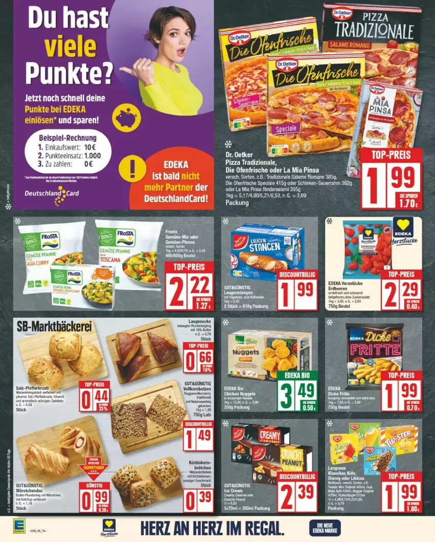 Aktueller Prospekt Edeka - Prospekte - von 23.09 bis 28.09.2024 - strona 8 - produkty: die ofenfrische, eis, Ofen, pizza, pizza tradizionale, reis, tee, Ti, top-preis, tradizionale, würstchen