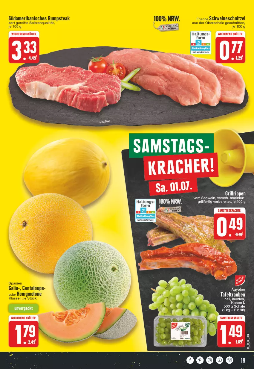 Aktueller Prospekt Edeka - Angebote der Woche - von 26.06 bis 01.07.2023 - strona 19 - produkty: kracher, LG, Schal, Schale, schwein, tafeltrauben, trauben, wein