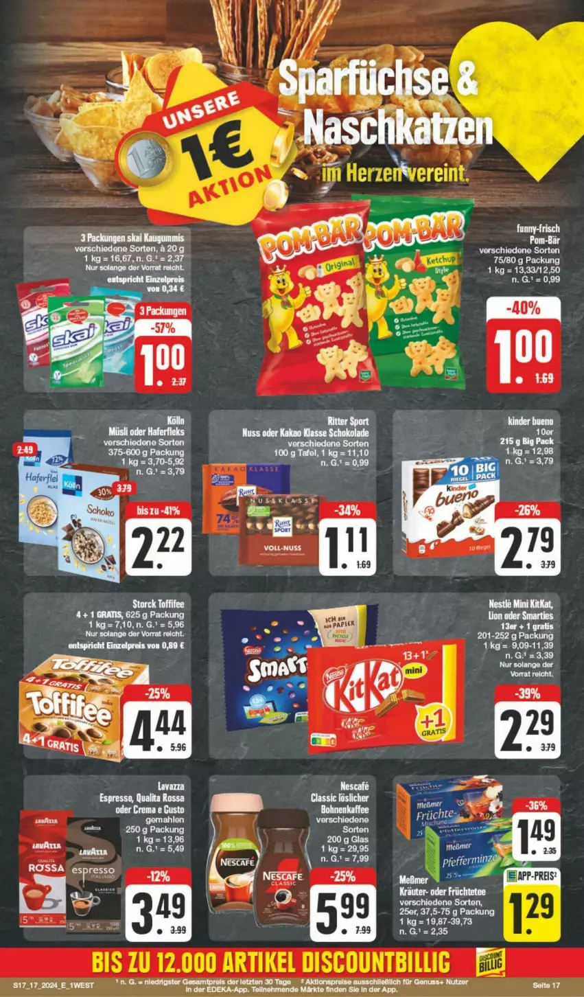 Aktueller Prospekt Edeka - Prospekte - von 20.04 bis 27.04.2024 - strona 17 - produkty: aldi, deka, kaugummi, Kinder, kinder bueno, LG, tee, Ti