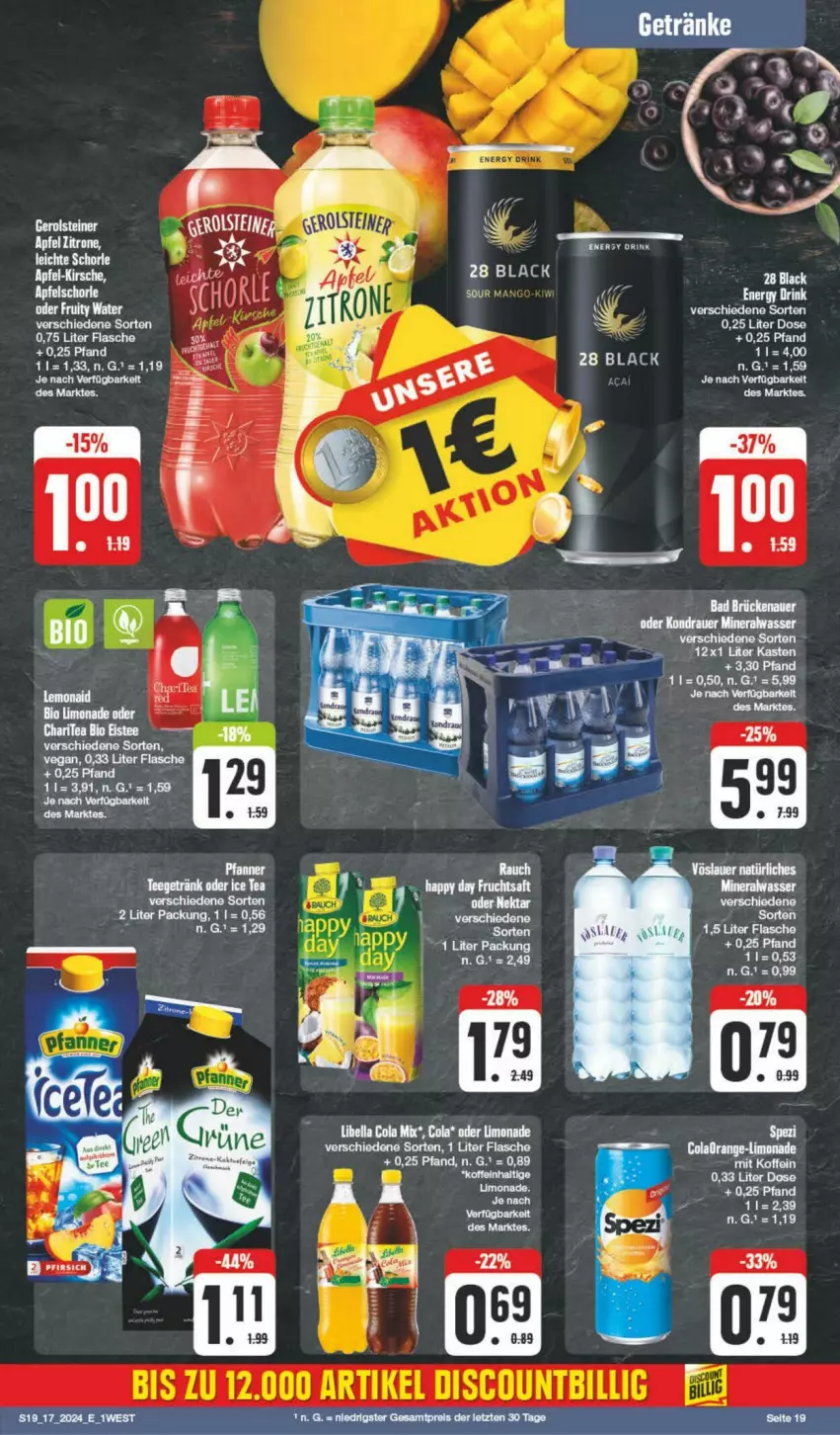 Aktueller Prospekt Edeka - Prospekte - von 20.04 bis 27.04.2024 - strona 19 - produkty: bett, drink, energy drink, flasche, HP, lack, Spezi, tee, Ti, Tiere