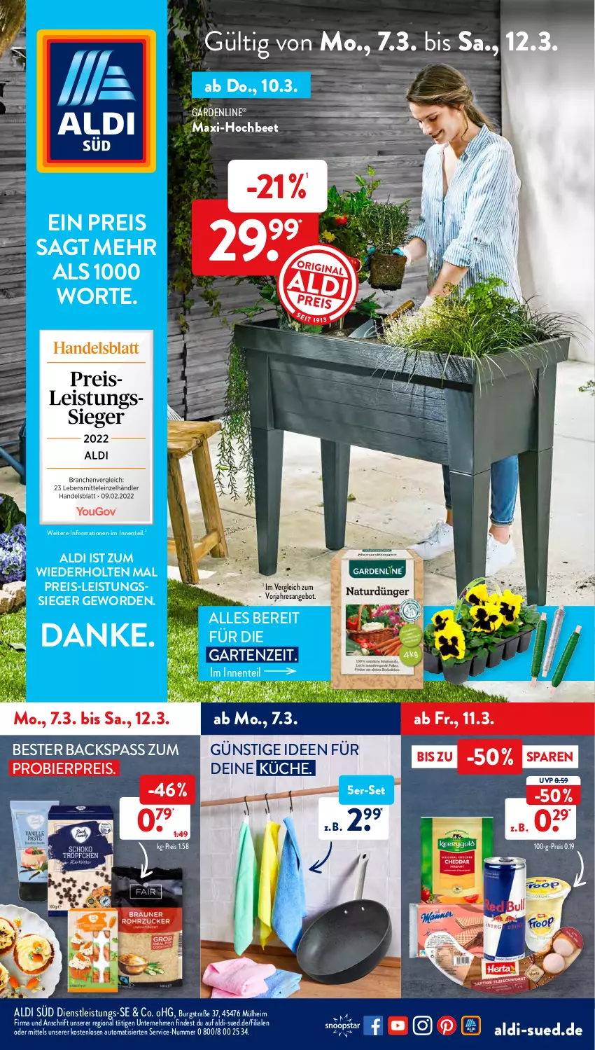 Aktueller Prospekt AldiSud - ALDI Aktuell - von 07.03 bis 12.03.2022 - strona 1 - produkty: aldi, angebot, auto, bier, eis, ente, gardenline®, Garten, küche, reis, resa, Ti