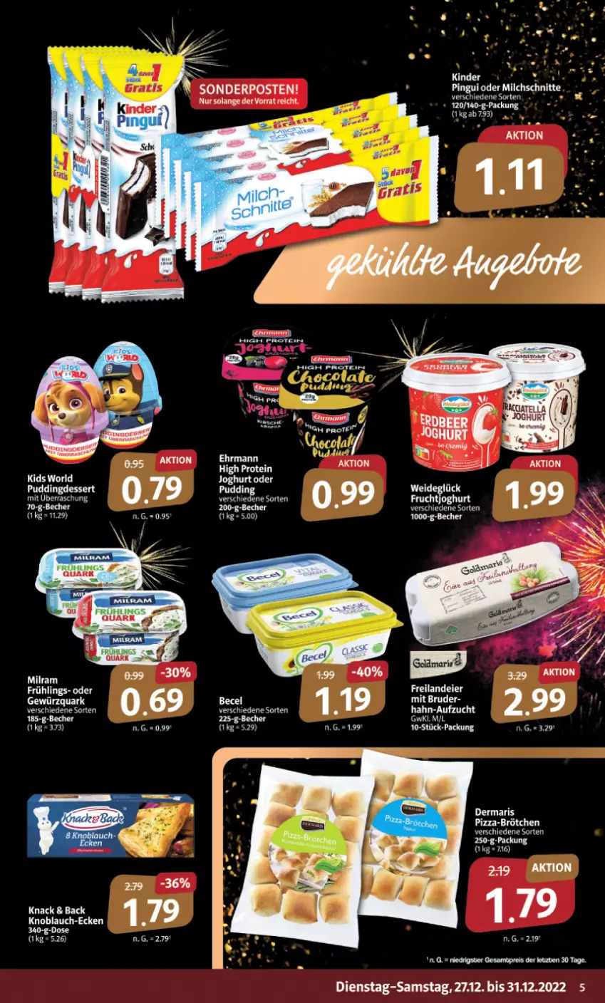 Aktueller Prospekt Markant - Prospekte - von 27.12 bis 31.12.2022 - strona 5 - produkty: becel, ehrmann, eier, eis, gewürz, gewürzquark, knoblauch, milram, quark, reis, sonderposten, Ti