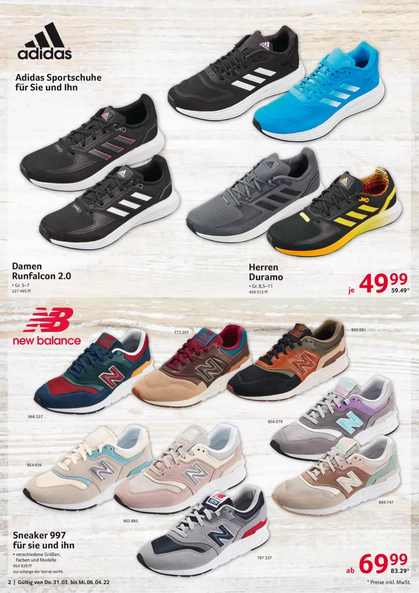 Aktueller Prospekt Selgros - Nonfood - von 01.04 bis 06.04.2022 - strona 2 - produkty: Adidas, Alcon, dell, eis, elle, Mode, reis, schuhe, sneaker, Sport, sportschuhe, Ti