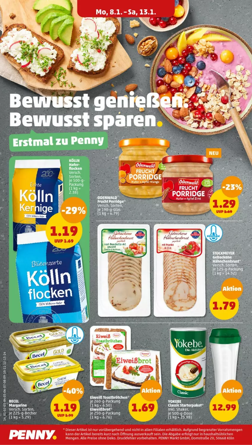 Aktueller Prospekt Penny - Prospekte - von 08.01 bis 13.01.2024 - strona 14 - produkty: apfel, becel, brötchen, chili, eis, geback, hafer, LG, mango, margarine, mit paprika, paprika, porridge, reis, Ti, toast, ZTE