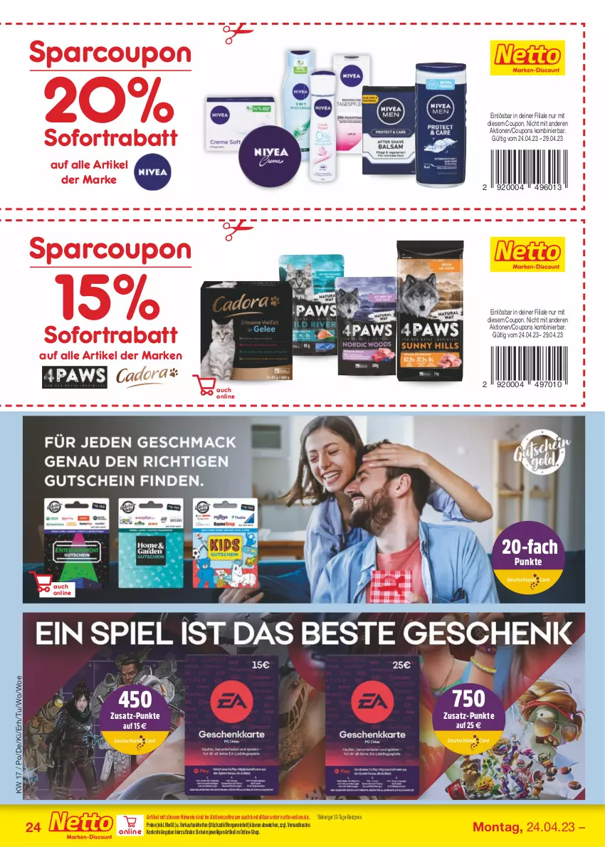 Aktueller Prospekt Netto Marken-Discount - Filial-Angebote - von 24.04 bis 29.04.2023 - strona 24 - produkty: bestpreis, coupon, coupons, eis, ndk, reis, sofortrabatt, Ti