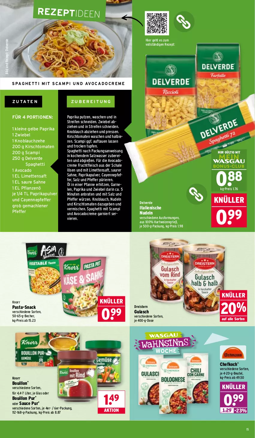 Aktueller Prospekt Wasgau - von 02.02 bis 07.02.2026 - strona 15 - produkty: avocado, Becher, beutel, bier, Biere, braten, creme, dreistern, Efko, eis, erde, fleisch, frucht, fruchtfleisch, garnelen, garnier, gulasch, hartweizen, kirsch, knoblauch, knorr, knorr pasta, leine, limette, limetten, mac, Mett, metten, nudel, nudeln, paprika, pasta, pfanne, pfeffer, pflanze, pflanzen, reifen, reis, rezept, saft, sahne, salz, sauce, Schal, Schale, snack, spaghetti, Ti, tomate, tomaten, wasser, zwiebel