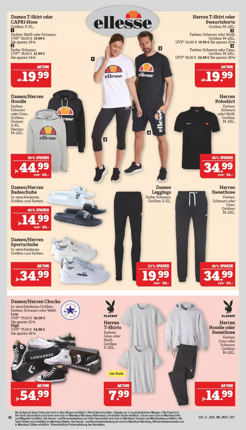 Aktueller Prospekt Marktkauf - Prospekt - von 22.05 bis 28.05.2022 - strona 36 - produkty: Bad, Cap, damen t-shirt, eis, elle, gin, herren poloshirt, hose, kleid, Kleidung, leggings, Playboy, poloshirt, reis, schuhe, shirt, shirts, shorts, Sport, sportschuhe, Sweathose, T-Shirt, teller, Ti