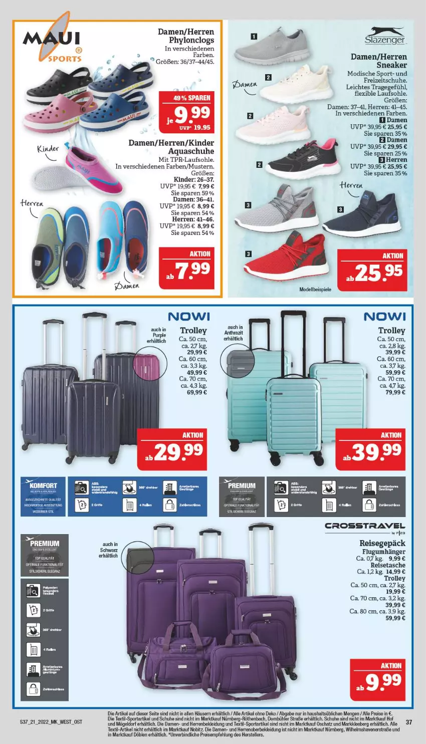 Aktueller Prospekt Marktkauf - Prospekt - von 22.05 bis 28.05.2022 - strona 37 - produkty: aqua, Clogs, eis, elle, Freizeitschuhe, Hylo, Kinder, kleid, Kleidung, reis, reisetasche, schuhe, slazenger, sneaker, Sport, Tasche, teller, Ti, Tiere, trolley