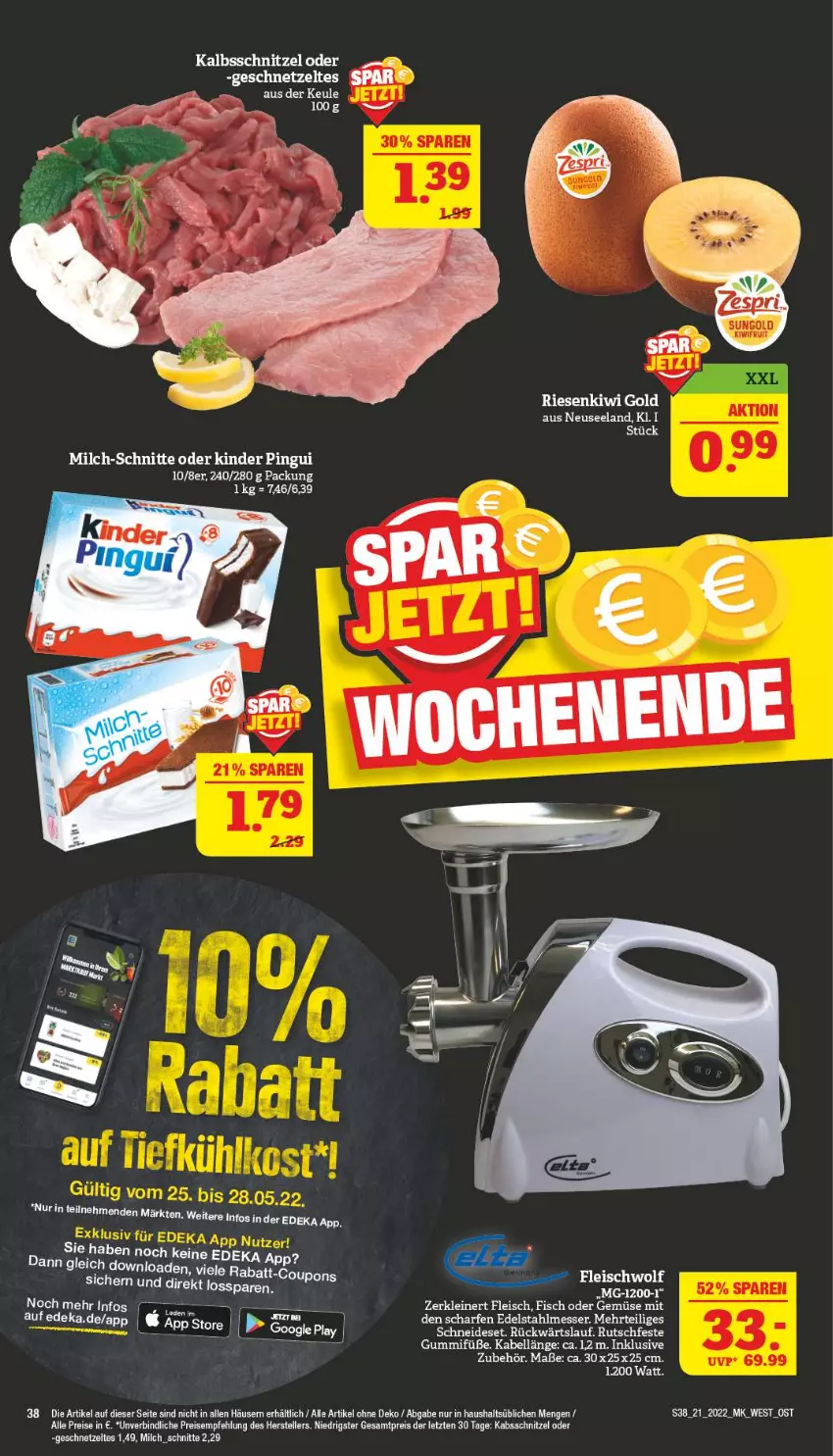 Aktueller Prospekt Marktkauf - Prospekt - von 22.05 bis 28.05.2022 - strona 38 - produkty: deka, eis, Elan, elle, fisch, fleisch, geschnetzeltes, kalbsschnitzel, Kinder, kinder pingui, kiwi, Kiwi Gold, leine, milch, milch-schnitte, pingui, reis, schnitzel, tee, teller, Ti, Zelt, ZTE