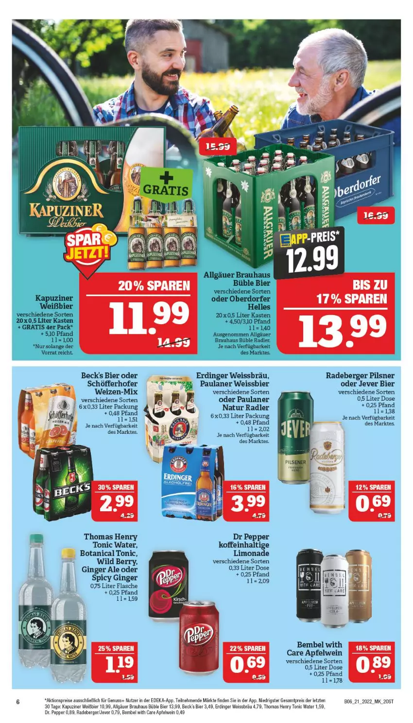 Aktueller Prospekt Marktkauf - Prospekt - von 22.05 bis 28.05.2022 - strona 46 - produkty: aktionspreis, apfel, apfelwein, beck's, Berger, bier, deka, eis, erdinger, flasche, jever, LG, limo, limonade, natur, natur radler, nuss, Paula, paulaner, pils, pilsner, radeberger, radeberger pilsner, radler, reis, schöfferhofer, thomas henry, Ti, tonic, tonic water, wein, weissbier, Wild, wild berry, ZTE