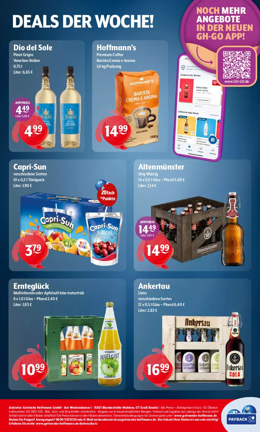 Aktueller Prospekt Getraenke Hoffmann - Prospekte - von 10.11 bis 15.11.2025 - strona 8 - produkty: abholpreise, Altenmünster, angebot, angebote, apfel, apfelsaft, Cap, capri-sun, eis, getränk, getränke, gewinnspiel, limo, natur, Pinot, pinot grigio, reis, saft, Spiele, Ti, vita