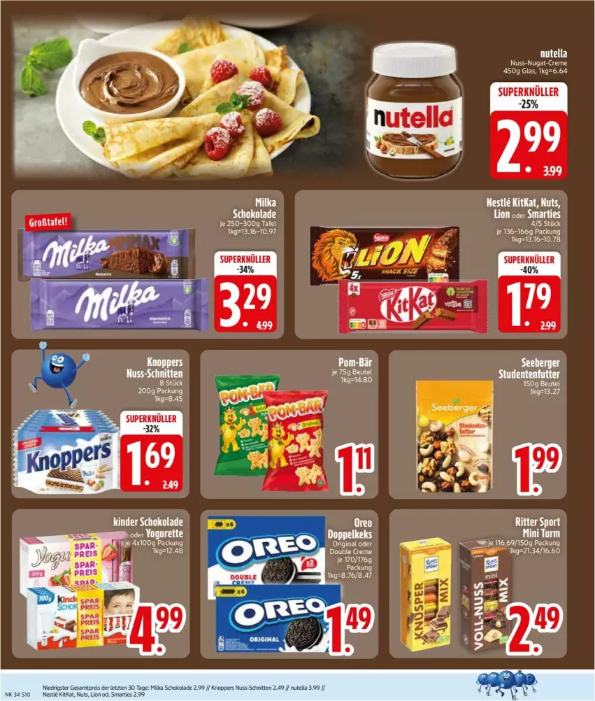 Aktueller Prospekt Edeka - Prospekte - von 17.08 bis 22.08.2026 - strona 12 - produkty: beutel, creme, eis, kitkat, knoppers, lion, milka, milka schokolade, nuss, nuss-nugat-creme, nutella, pute, reis, schnitten, schoko, schokolade, Ti, ZTE