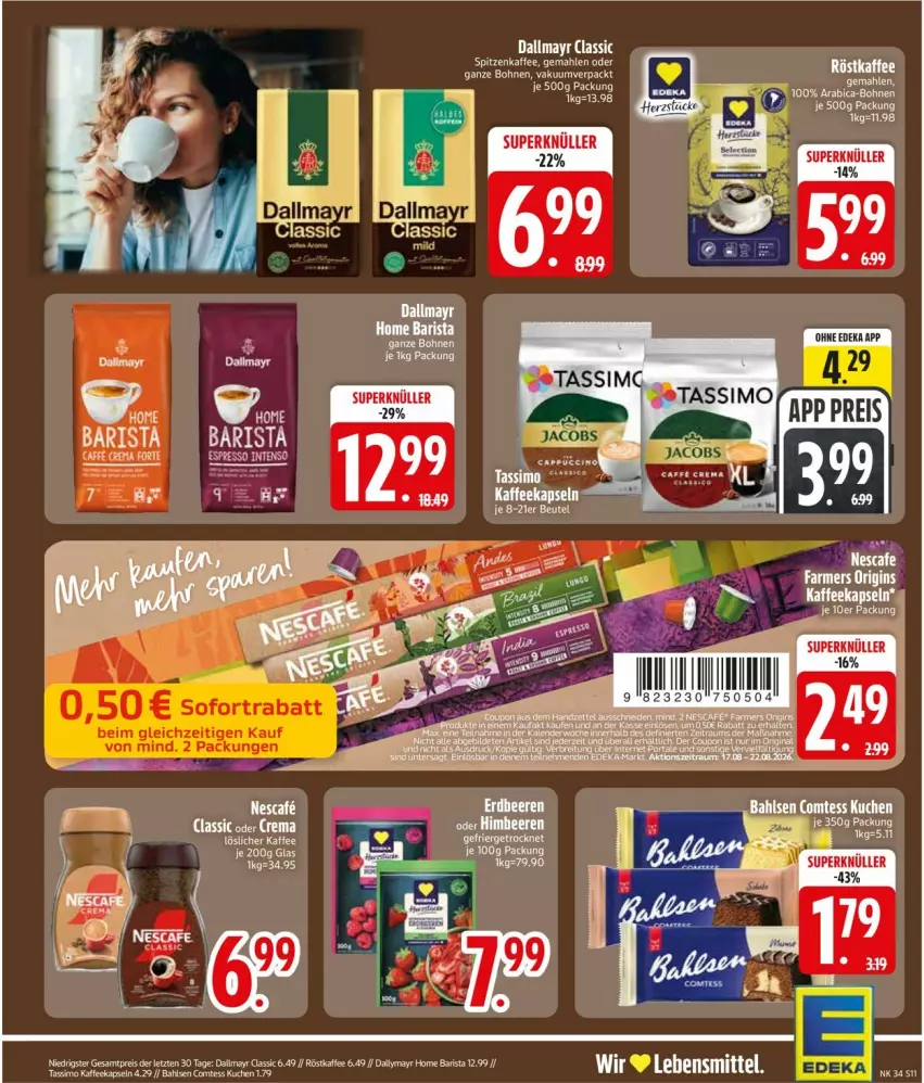Aktueller Prospekt Edeka - Prospekte - von 17.08 bis 22.08.2026 - strona 13 - produkty: bohne, bohnen, dallmayr, eis, kaffee, löslicher kaffee, reis, röstkaffee
