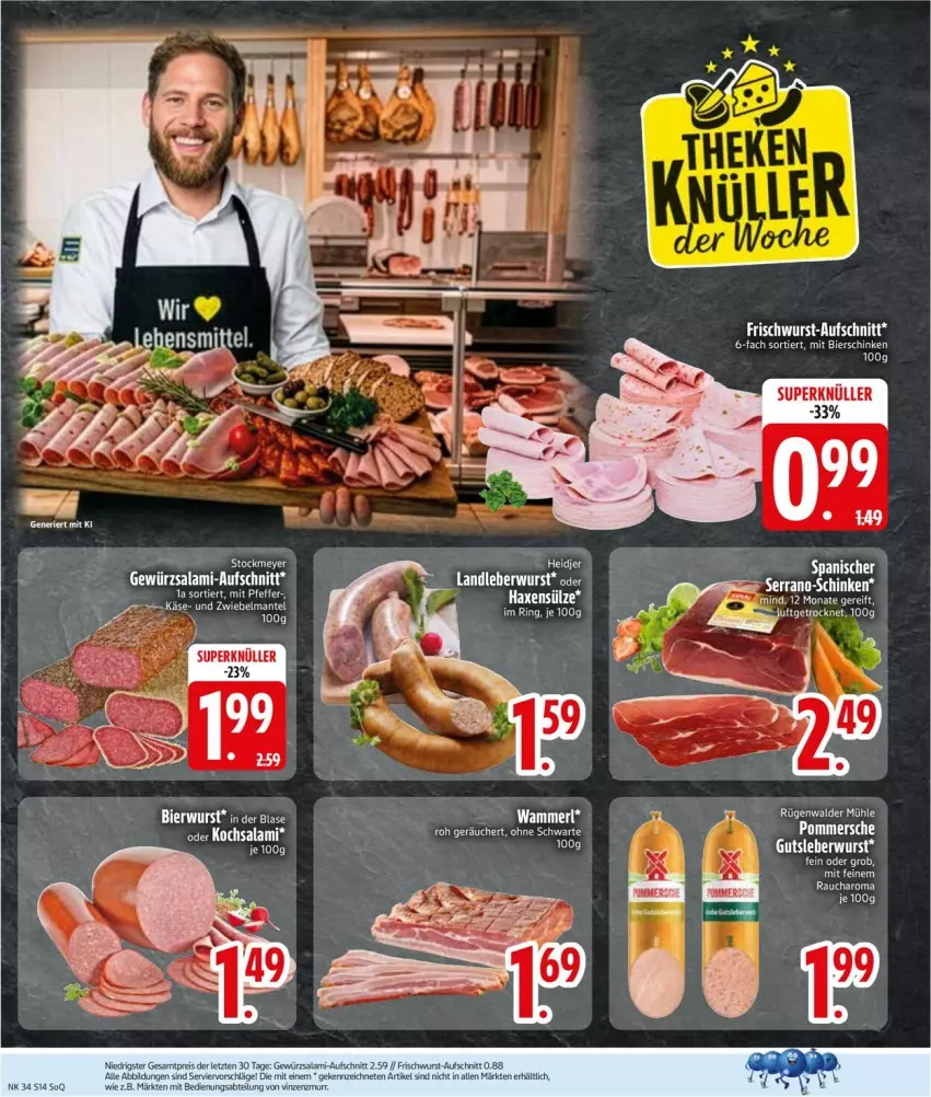 Aktueller Prospekt Edeka - Prospekte - von 17.08 bis 22.08.2026 - strona 16 - produkty: acer, aufschnitt, axe, bier, Haxe, Käse, landleberwurst, leberwurst, LG, Mantel, merl, monte, Rauch, rügenwalder, rügenwalder mühle, tee, Ti, wurst, zwiebel
