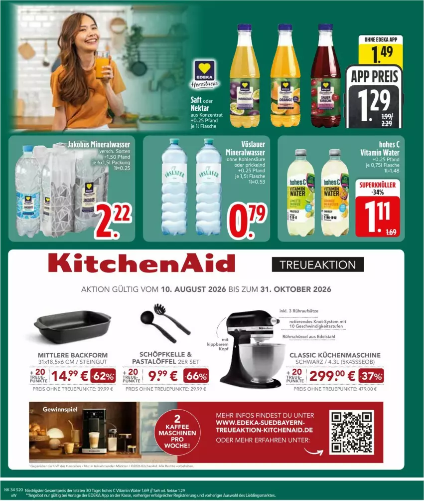 Aktueller Prospekt Edeka - Prospekte - von 17.08 bis 22.08.2026 - strona 22 - produkty: Alwa, angebot, auer, Backform, deka, edelstahl, elle, flasche, KitchenAid, Löffel, mineralwasser, pasta, Rührschüssel, schüssel, Ti, Tiere, vöslauer, wasser